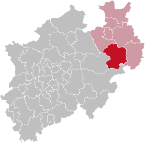 Kreis Paderborns läge i Nordrhein-Westfalen