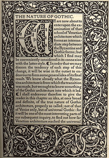 Fil:Kelmscott Press - The Nature of Gothic by John Ruskin (first page).jpg