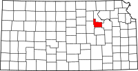 Karta över Kansas med Geary County markerat