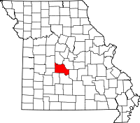 Karta över Missouri med Camden County markerat