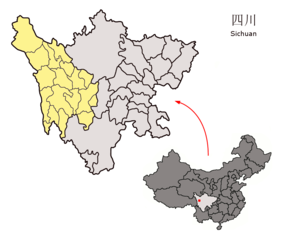 Garzês läge i Sichuan, Kina.