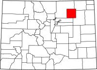 Karta över Colorado med Morgan County markerat