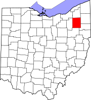 Karta över Ohio med Portage County markerat