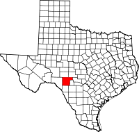 Karta över Texas med Edwards County markerat