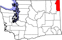 Karta över Washington med Pend Oreille County markerat