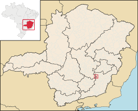 Karta som visar Acaiacas läge i Minas Gerais