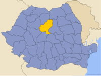 Administrativ karta över Rumänien med distriktet Mureş utsatt