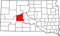 Karta över South Dakota med Haakon County markerat