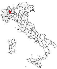 Karta över Italien, med Novara (provins) markerat