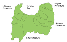 Karta över Toyama prefektur