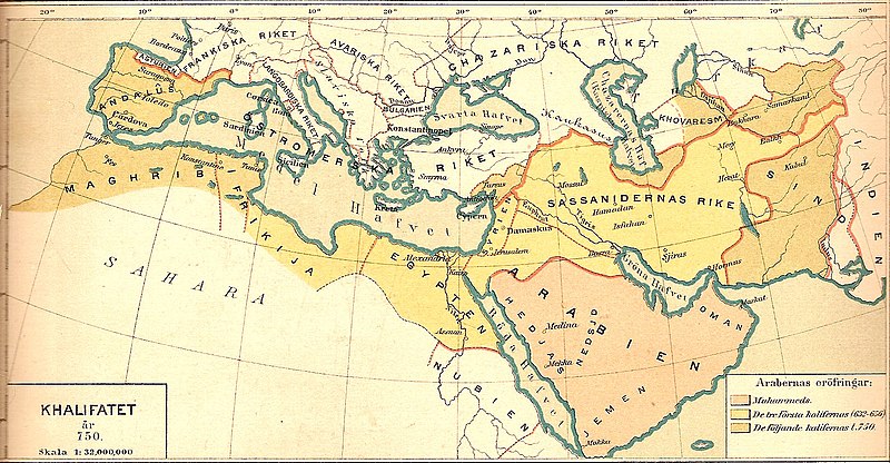 Fil:Kalifatet år 750 historisk karta.jpg