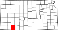 Karta över Kansas med Meade County markerat