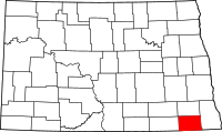 Karta över North Dakota med Sargent County markerat