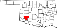 Karta över Oklahoma med Kiowa County markerat