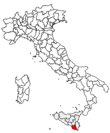 Karta över Italien, med Ragusa (provins) markerat