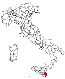 Karta över Italien, med Syrakusa (provins) markerat