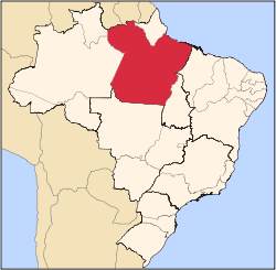 Karta över Brasilien med Pará markerat