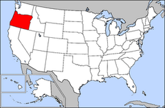 Karta över USA med Oregon markerad