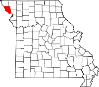 Karta över Missouri med Holt County markerat