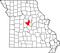 Karta över Missouri med Moniteau County markerat