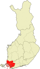 Karta som visar läget för landskapet Egentliga Finland