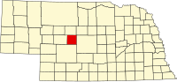 Karta över Nebraska med Logan County markerat