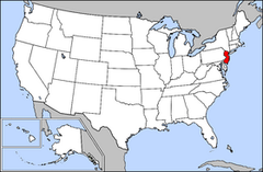 Karta över USA med New Jersey markerad