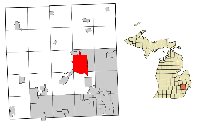 Fil:Oakland County Michigan Incorporated and Unincorporated areas Pontiac highlighted.svg