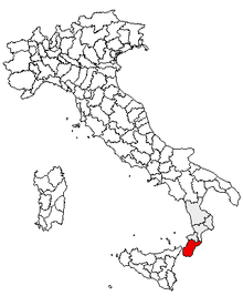 Karta över Italien, med Reggio Calabria (provins) markerat