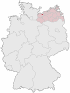 Wismar i Tyskland (mörkröd).