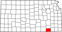 Karta över Kansas med Chautauqua County markerat