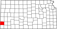 Karta över Kansas med Stanton County markerat