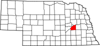 Karta över Nebraska med Polk County markerat