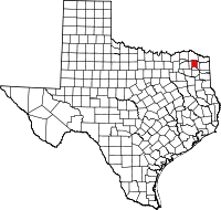 Karta över Texas med Titus County markerat