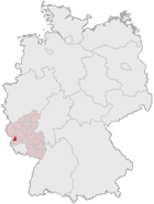 Triers läge (mörkröd) i Tyskland