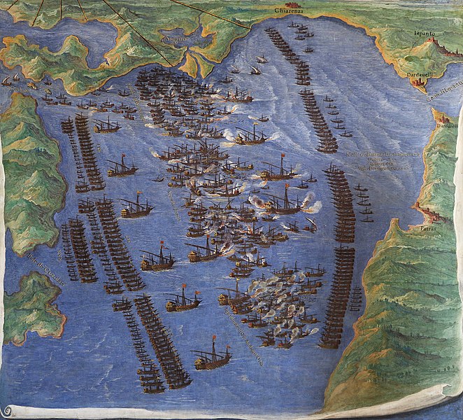 Fil:Fernando Bertelli, Die Seeschlacht von Lepanto, Venedig 1572, Museo Storico Navale (550x500).jpg