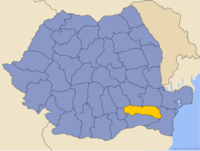 Administrativ karta över Rumänien med distriktet Ialomiţa utsatt