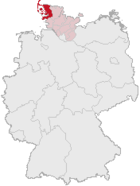 Kreis Nordfriesland (mörkröd) i Tyskland