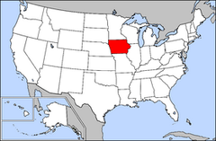 Karta över USA med Iowa markerad