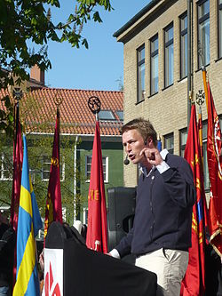 Tomas Bodström håller 1 maj-tal i Västerås 2009.