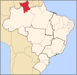Karta över Brasilien med Roraima markerat