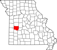 Karta över Missouri med Saint Clair County markerat