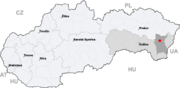 Karta av Slovakien med Michalovces läge