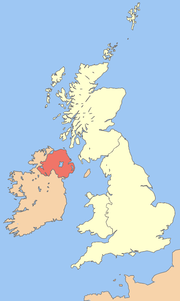 Nordirlands placering i Storbritannien.