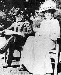 Winston Churchill (1874-1965) with fiancée Clementine Hozier (1885-1977) shortly before their marriage in 1908.jpg
