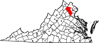 Karta över Virginia med Fauquier County markerat