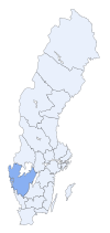 Västra Götalands läns läge i Sverige