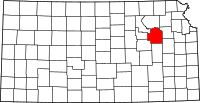 Karta över Kansas med Wabaunsee County markerat
