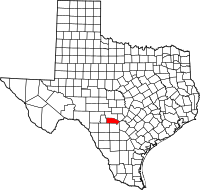 Karta över Texas med Bandera County markerat