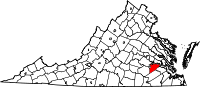 Karta över Virginia med Prince George County markerat